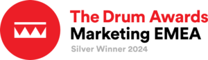 Logo for The Drum Awards Marketing EMEA, showing "Silver Winner 2024" text alongside the red and white emblem.