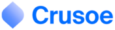 Blue gradient logo with the text "Crusoe" in bold blue letters.