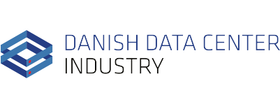 Logo of Danish Data Center Industry with geometric blue shapes on the left.