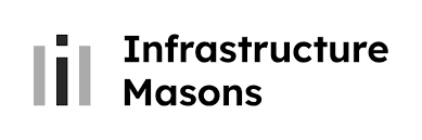 Logo of Infrastructure Masons with three vertical bars on the left and the name in bold black text on the right.