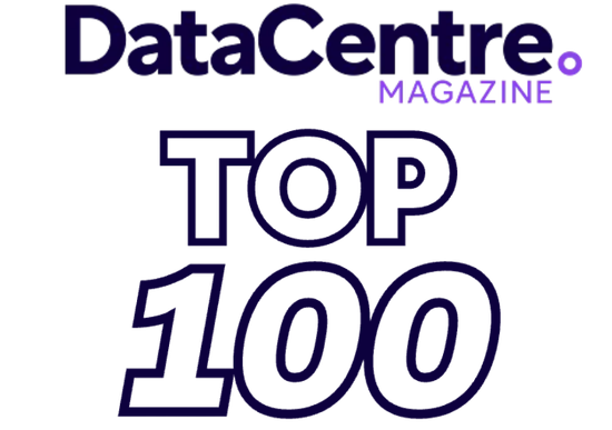 DataCentre Magazine Top 100 logo with bold text on a plain background.